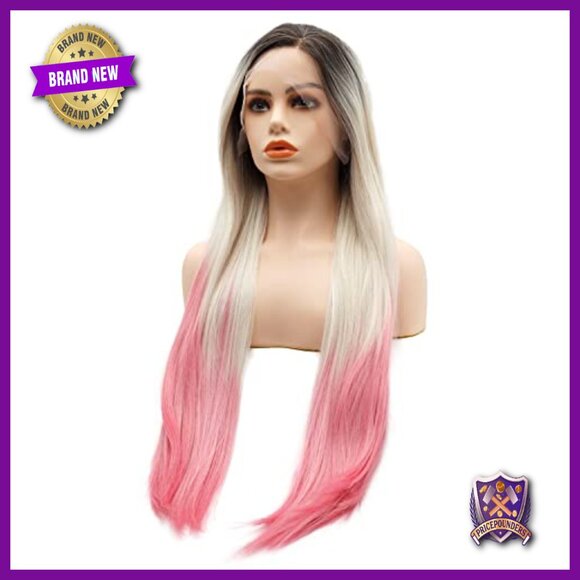 Synthetic Lace Front Wig 28 Inch Straight Heat Resistant Heavy Density main image 4